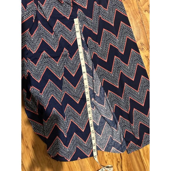 Chevron Maxi Dress NWT Size Small Navy Coral Pink White High Neck Sleeveless Sum - Picture 7 of 14